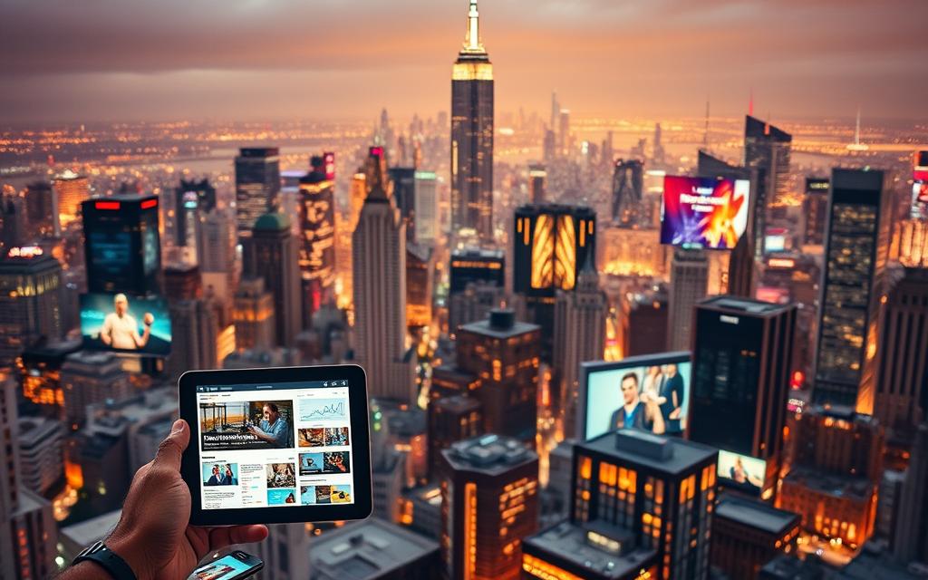 A dynamic cityscape with a vibrant array of digital devices, screens, and interfaces seamlessly interconnected. In the foreground, a smartphone, tablet, and laptop display various marketing campaign elements, effortlessly synchronizing across channels. The middle ground features a bustling office environment, with professionals collaborating on cross-platform strategies, surrounded by a network of data visualizations and analytics dashboards. In the background, a towering digital metropolis shimmers with the glow of interconnected technologies, symbolizing the power of unified, data-driven marketing. Warm, muted lighting casts a sense of cohesion, while a hint of motion suggests the fluidity of cross-channel engagement. A dynamic cityscape with a vibrant array of digital devices, screens, and interfaces seamlessly interconnected. In the foreground, a smartphone, tablet, and laptop display various marketing campaign elements, effortlessly synchronizing across channels. The middle ground features a bustling office environment, with professionals collaborating on cross-platform strategies, surrounded by a network of data visualizations and analytics dashboards. In the background, a towering digital metropolis shimmers with the glow of interconnected technologies, symbolizing the power of unified, data-driven marketing. Warm, muted lighting casts a sense of cohesion, while a hint of motion suggests the fluidity of cross-channel engagement.